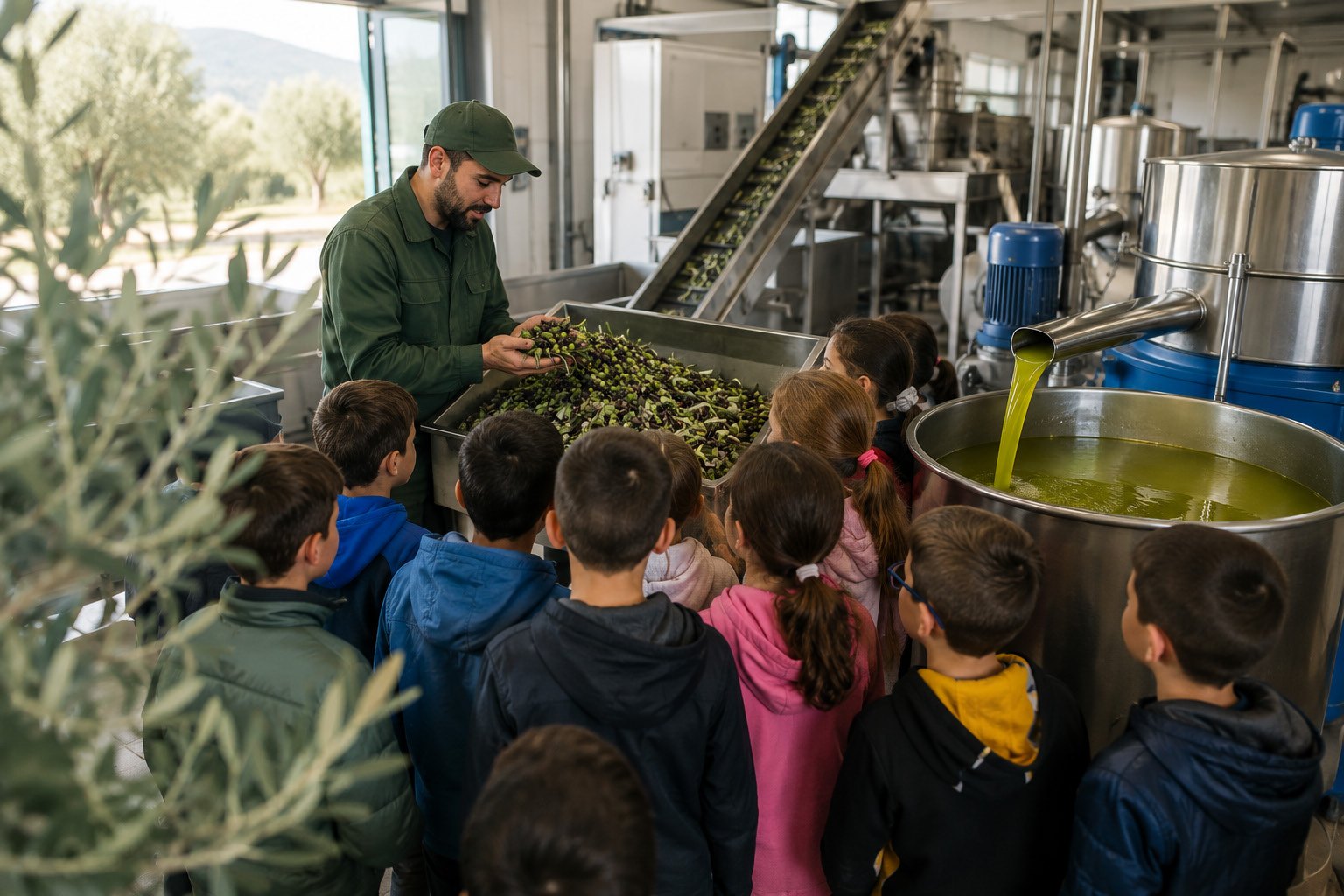 Bambini in visita al frantoio